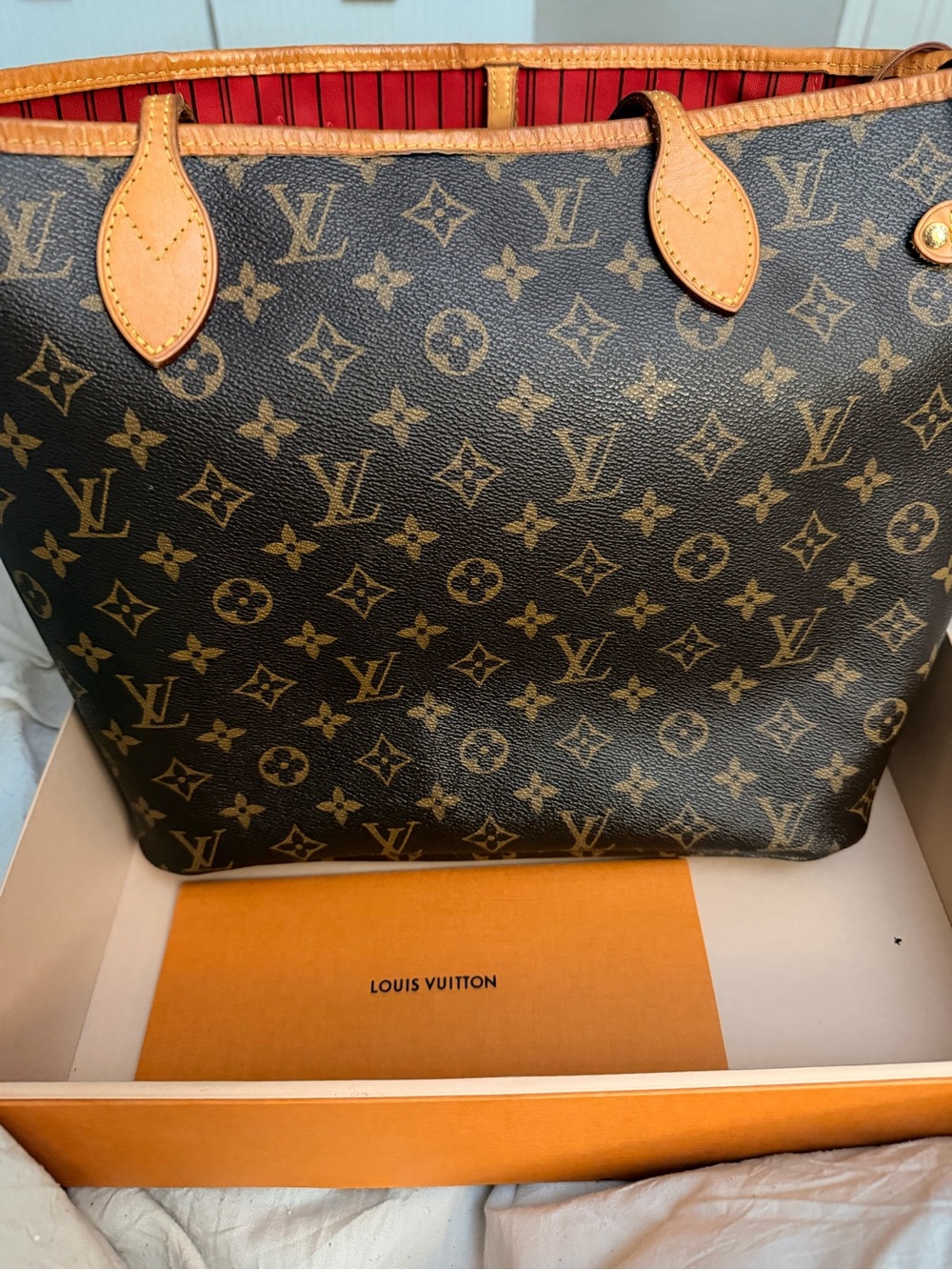 Louis Vuitton Monogram Canvas Neverfull GM with Red Stripe Interior